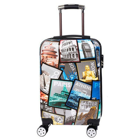 Unisex Printed Trolley Luggage