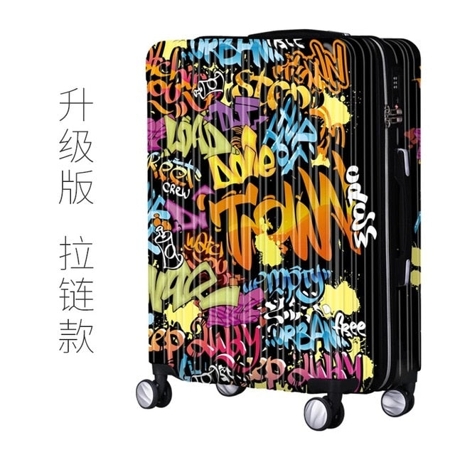 Unisex Graffiti Rolling Luggage