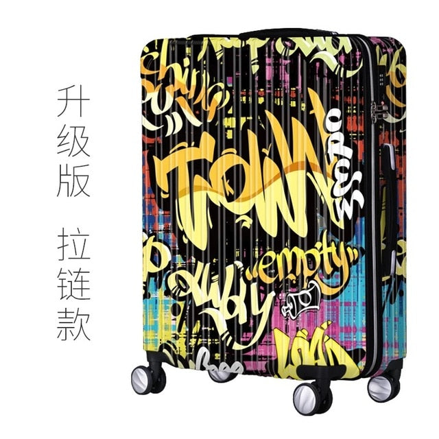 Unisex Graffiti Rolling Luggage