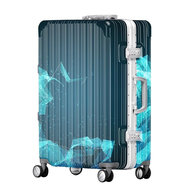 Unisex Geometric Starry Printing Rolling Luggage