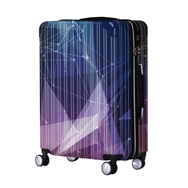 Unisex Geometric Starry Printing Rolling Luggage