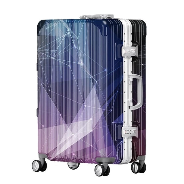 Unisex Geometric Starry Printing Rolling Luggage